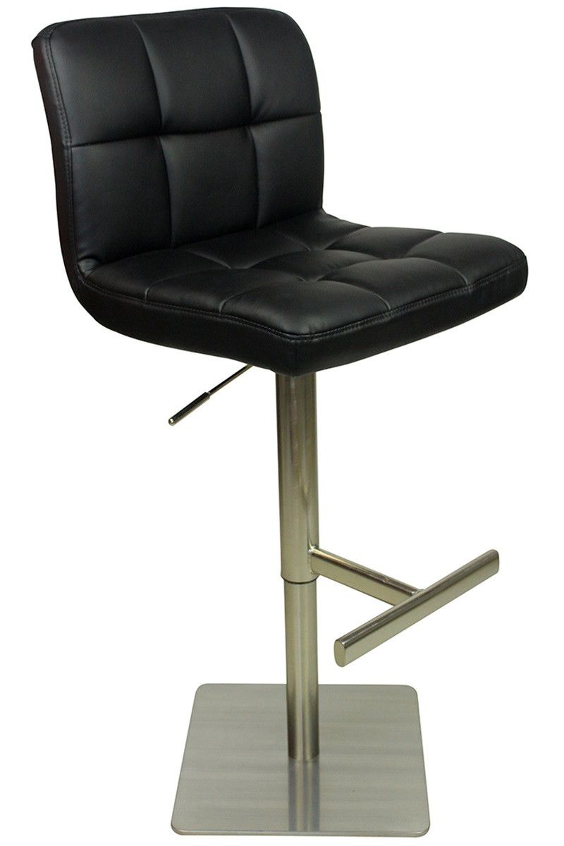 An image of Deluxe Allegro Brushed Bar Stool Black Square Base