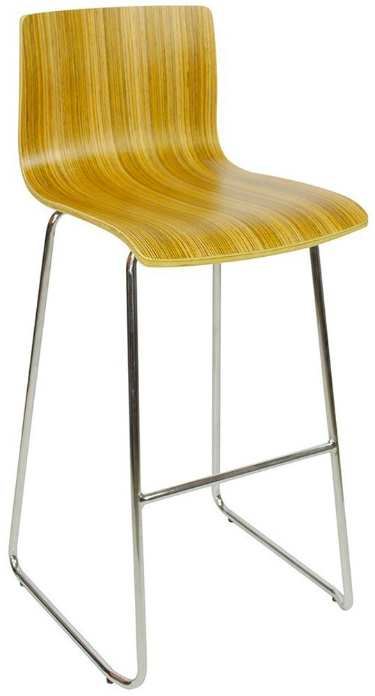 An image of Venezia Fixed Height Curved Bar Stools Zebrano