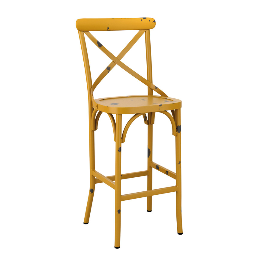 An image of Cafe Bar Stool Vintage Yellow