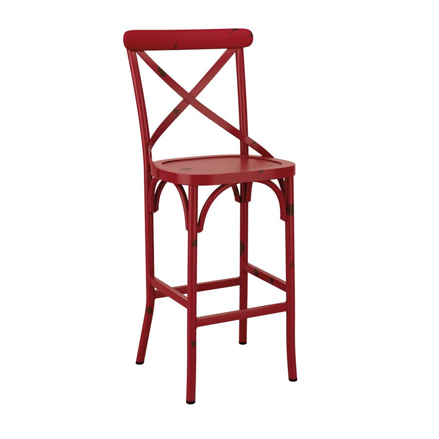 An image of Cafe Bar Stool Vintage Red